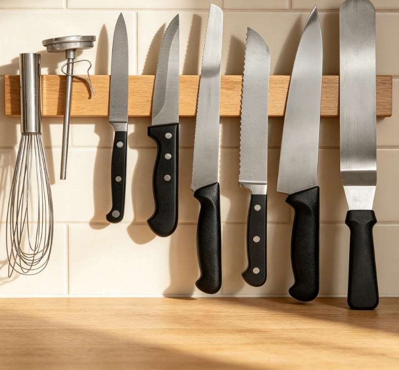 Stainless steel multi functional strong magnetic knife and tool storage rack